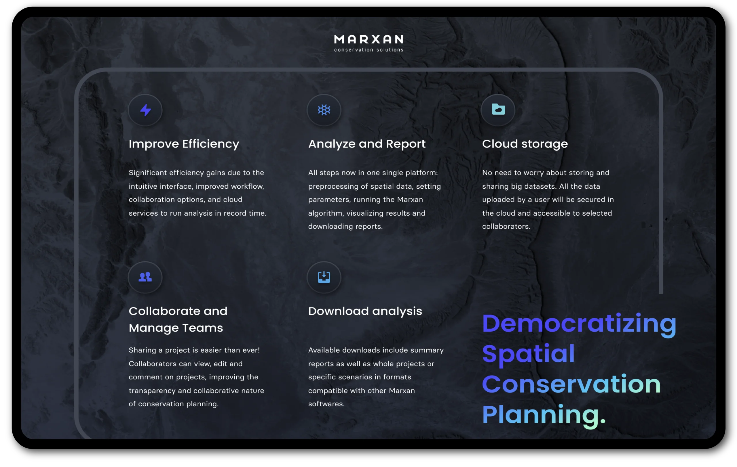 A Complex Conservation Planning System — product screenshot